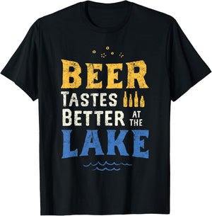 Beer Tastes Better At The Lake. Lake & Beer Drinking Shirt. T-Shirt - T-Shirt | Black