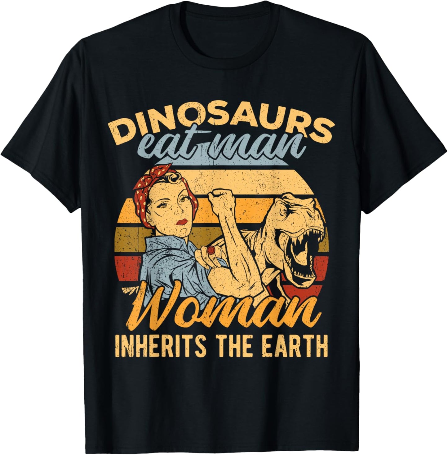 Dinosaurs eat man woman inherits the earth - hunt maid frill T-Shirt - T-Shirt | Black