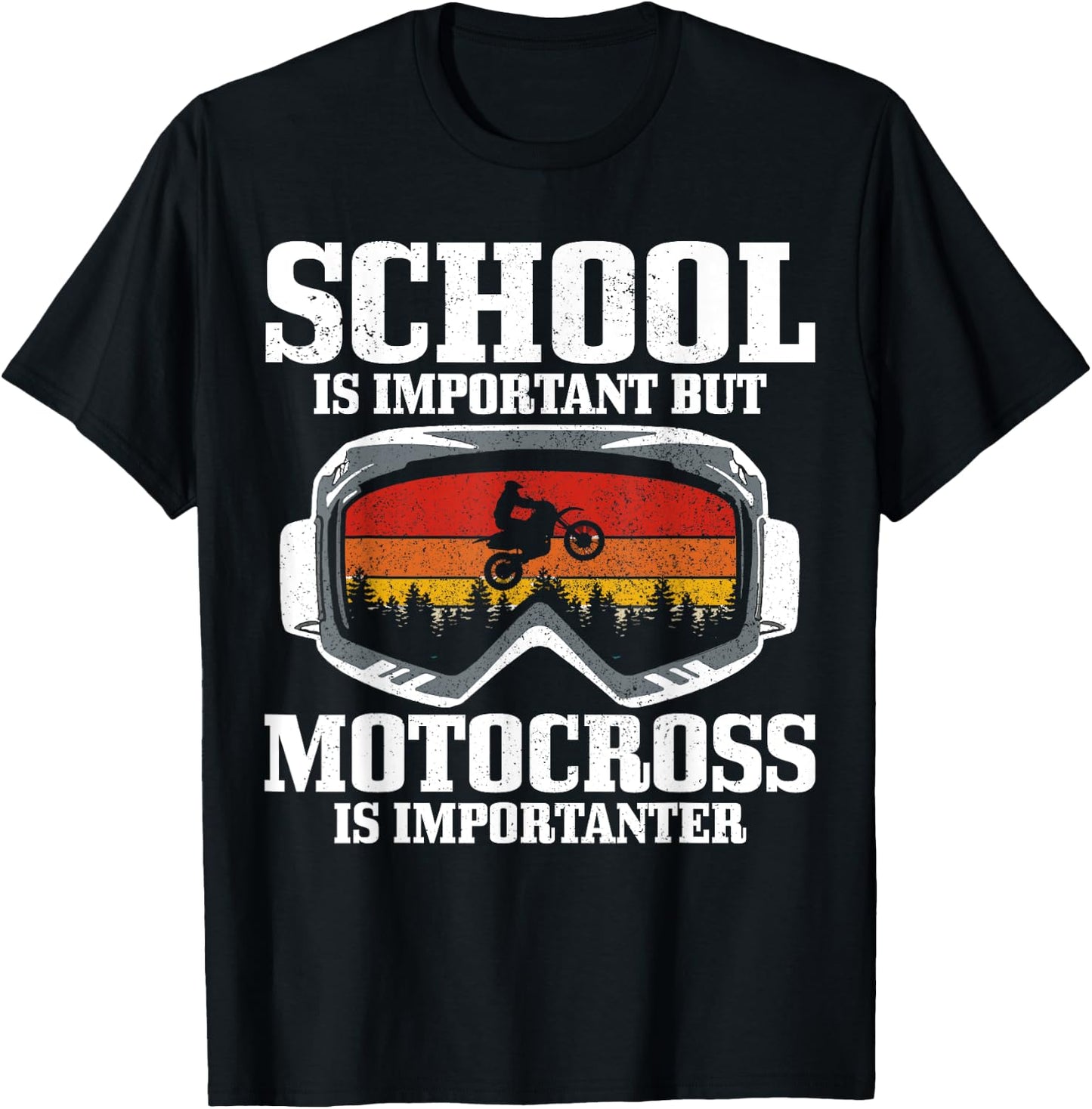 School Is Important But Motocross Is Importanter Dirt Bike T-Shirt - T-Shirt | Black