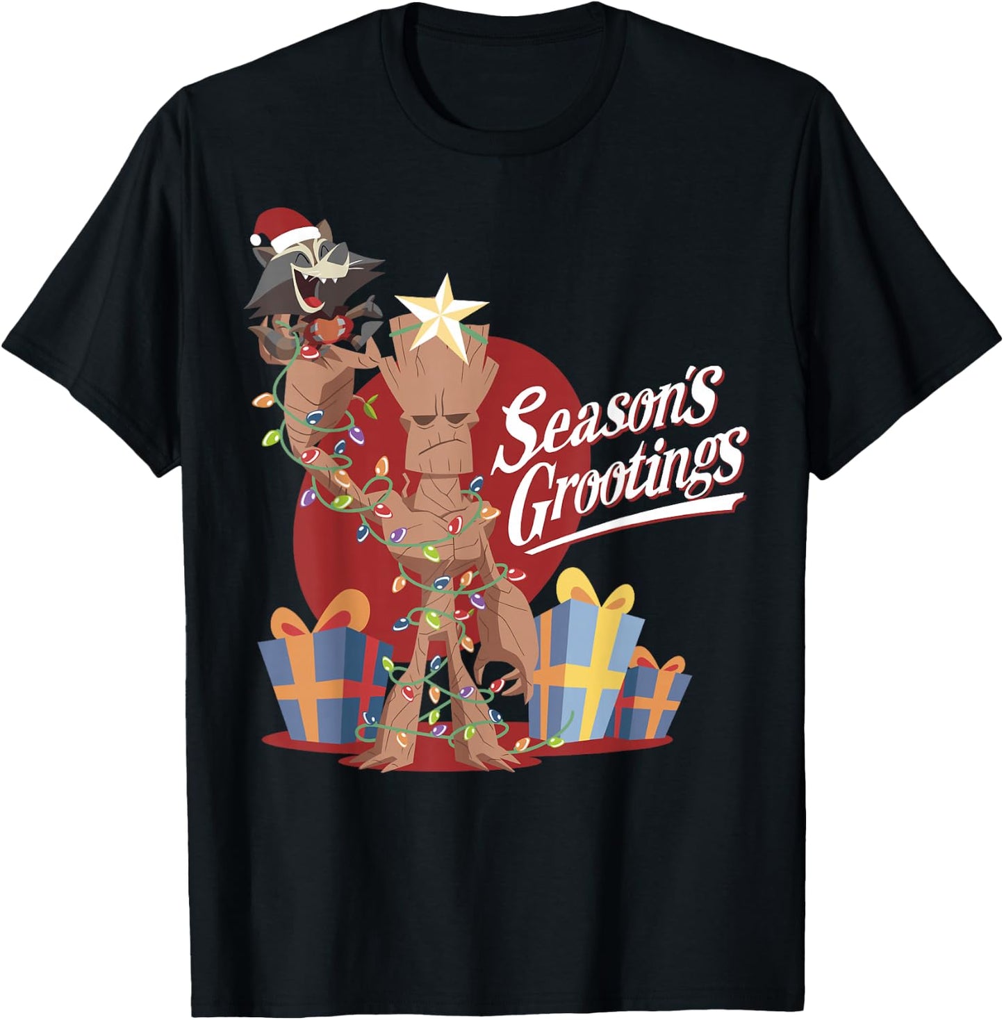 Marvel Guardians Of The Galaxy Season's Grootings Christmas T-Shirt - T-Shirt | Black