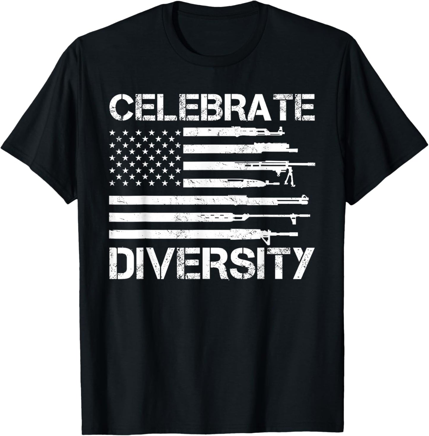 Proud Veteran Gun Owner Bullets American Flag HBL Celebrate Diversity Bullet Gun Rights Gun Lover Soldier T-Shirt - T-Shirt | Black