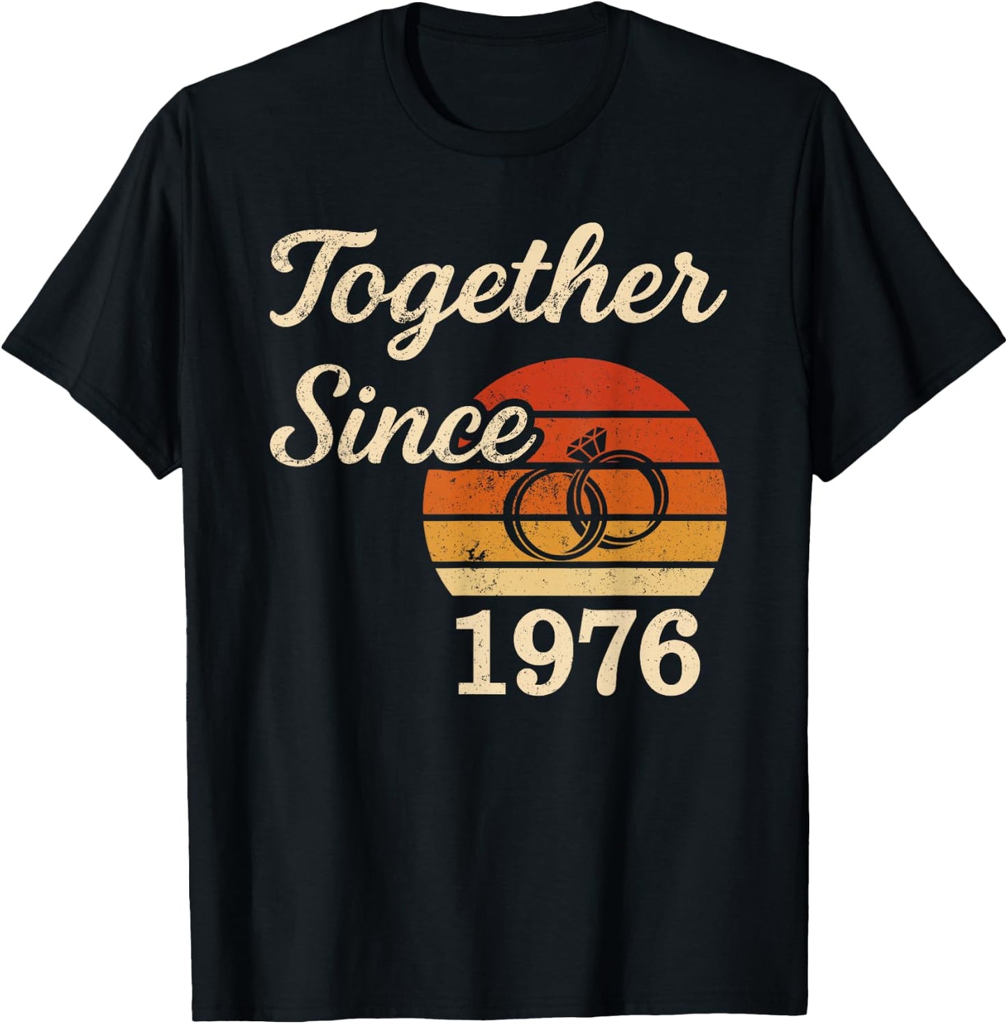 Vintage Sunset Together Since 1976 50th Wedding Anniversary T-Shirt - T-Shirt | Black