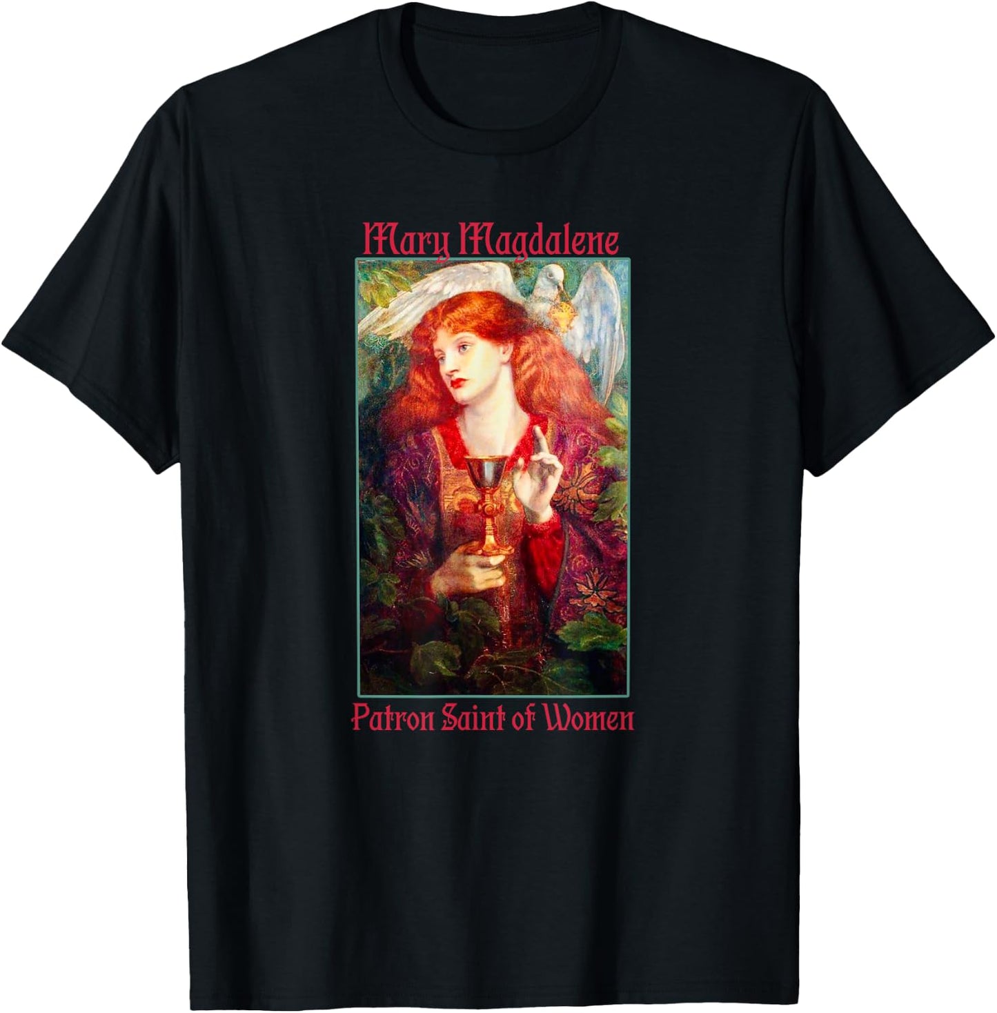 St. Mary Magdalene Patron Saint of Women Rosetti Painting T-Shirt - T-Shirt | Black