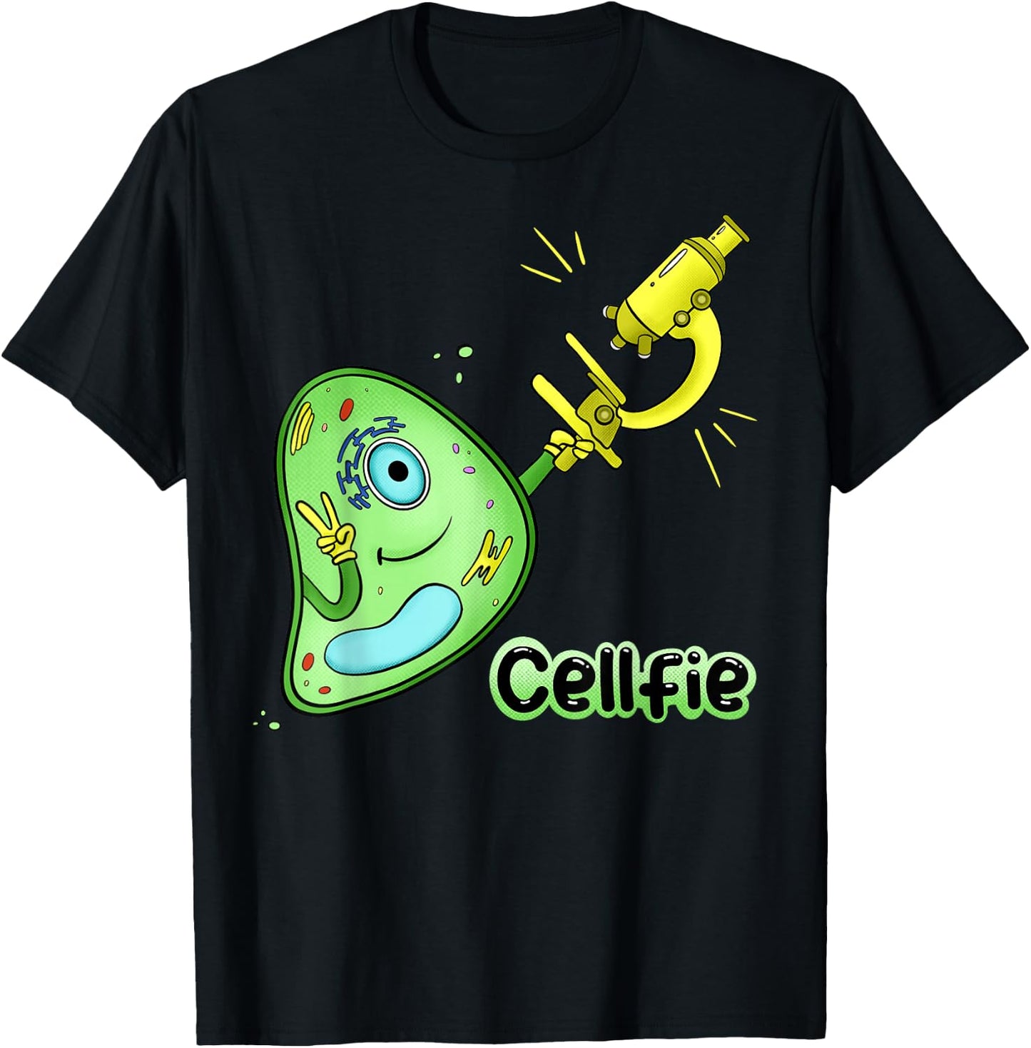 Cellfie Science Joke Biology Cell & Microscope Selfie Pun T-Shirt - T-Shirt | Black