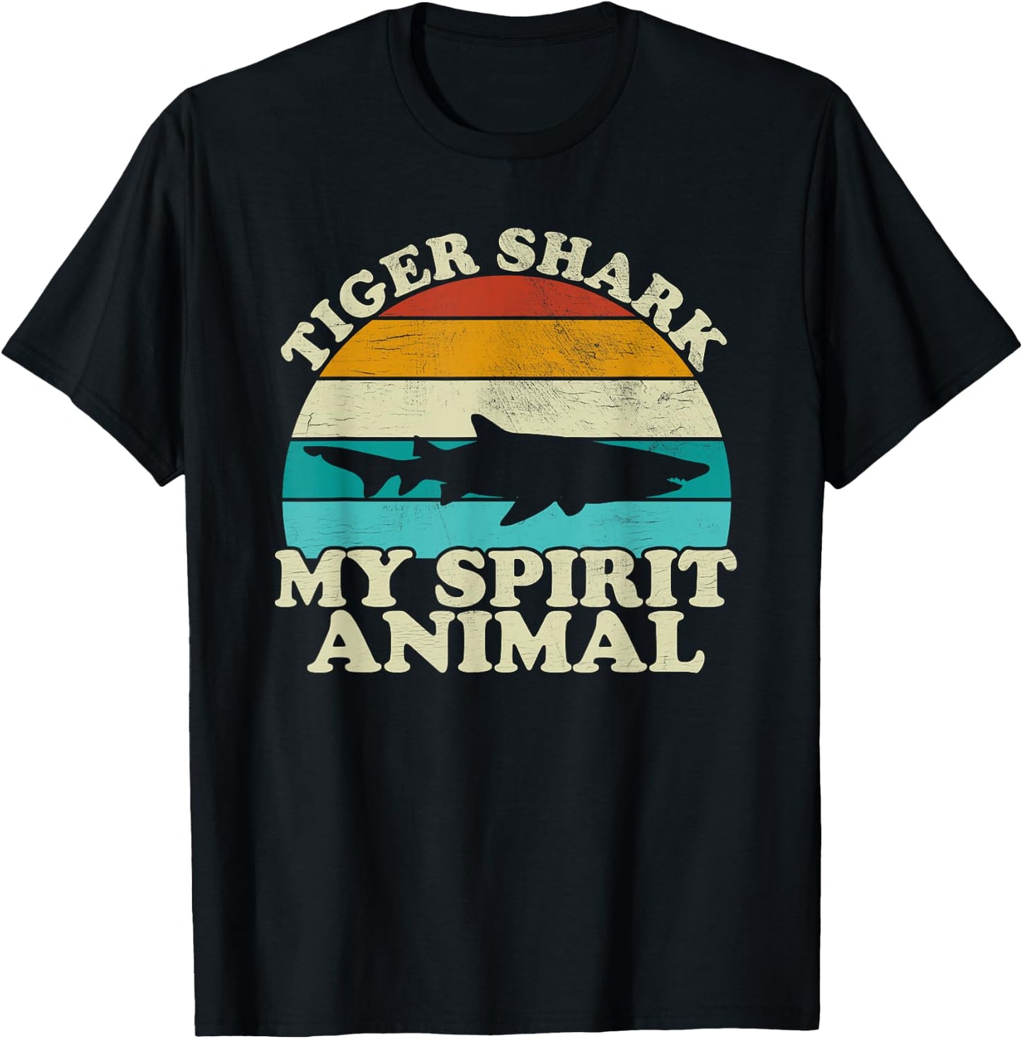 Tiger Shark My Spirit Animal - Vintage Fish Fishing T-Shirt - T-Shirt | Black