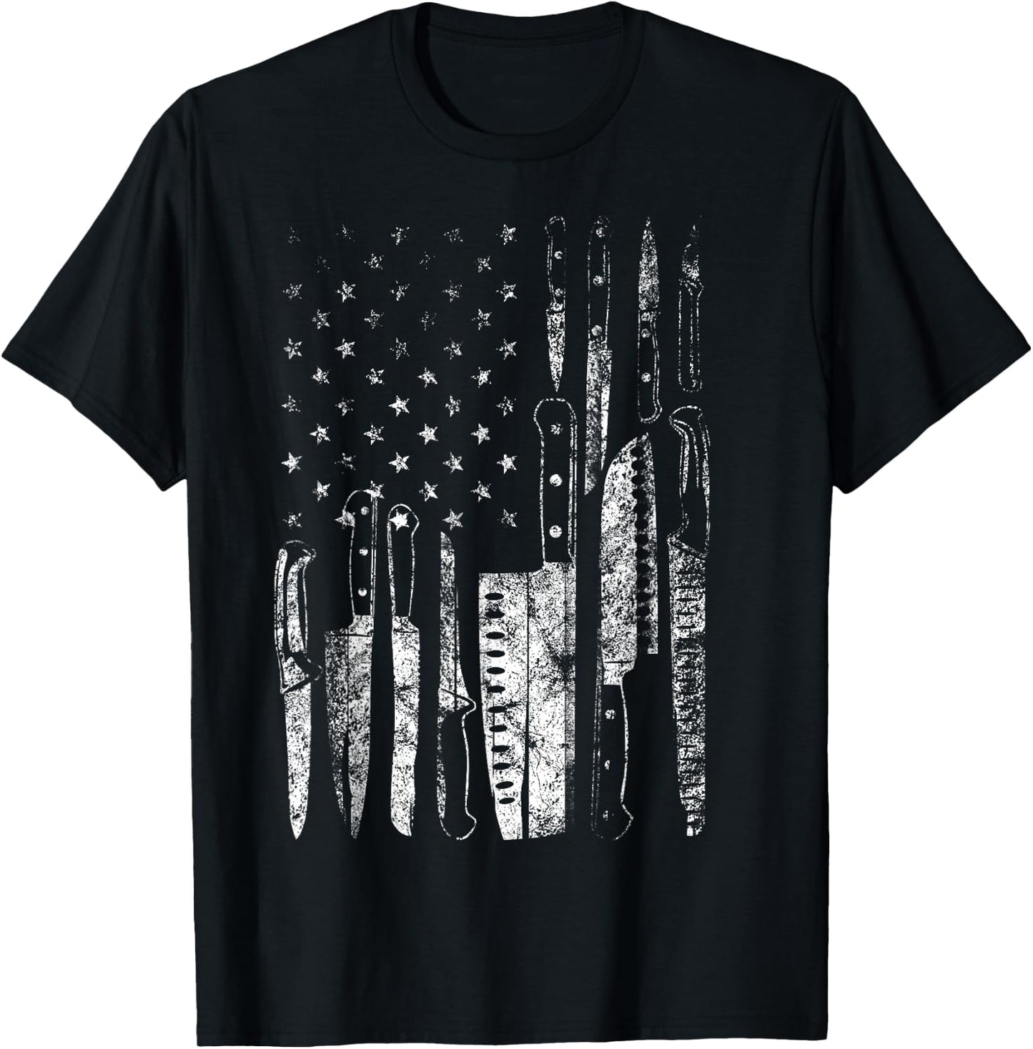 American Flag Chef Knife Set Collector T-Shirt - T-Shirt | Black