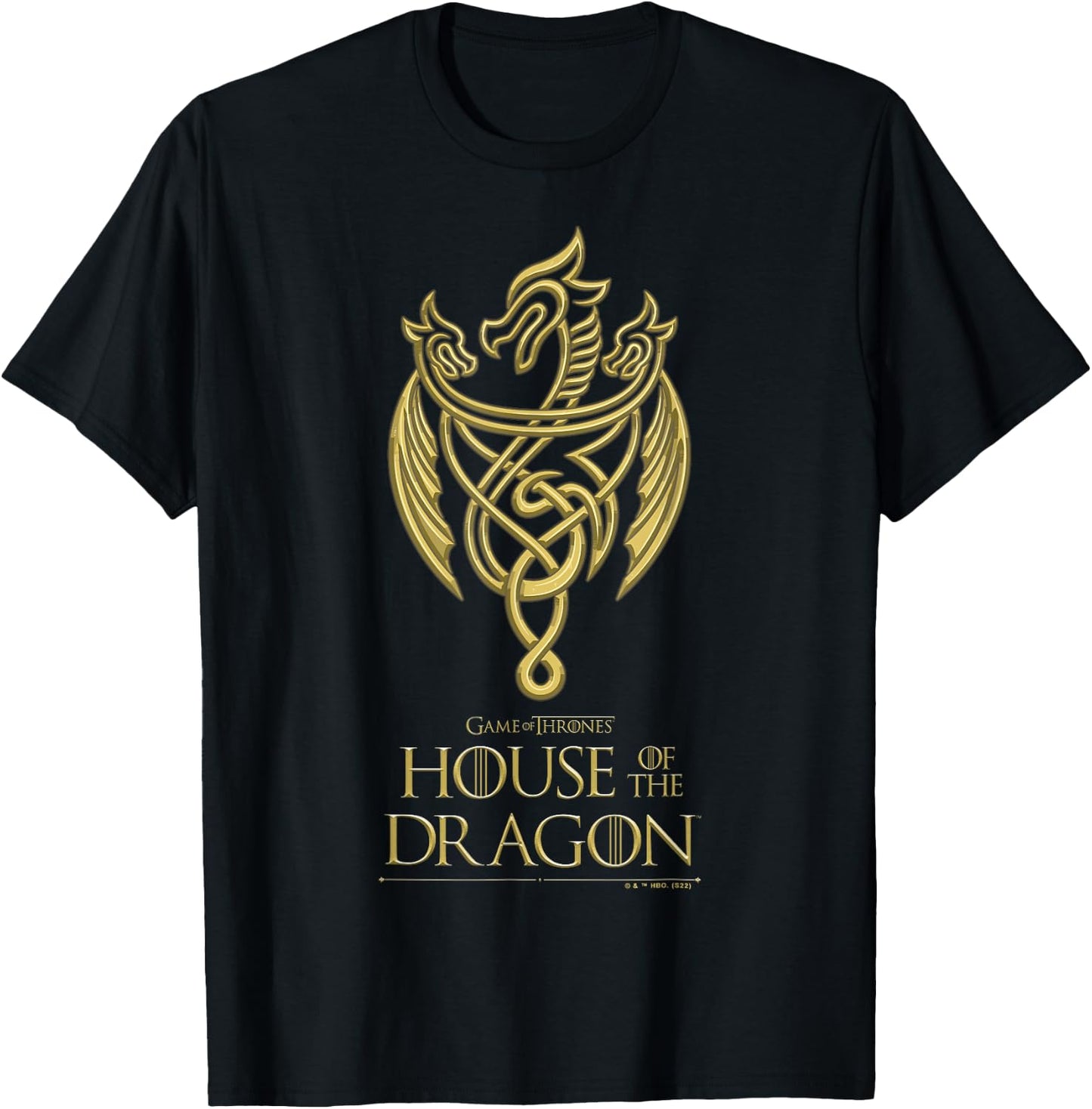 House of the Dragon Gold Dragon Design T-Shirt - T-Shirt | Black