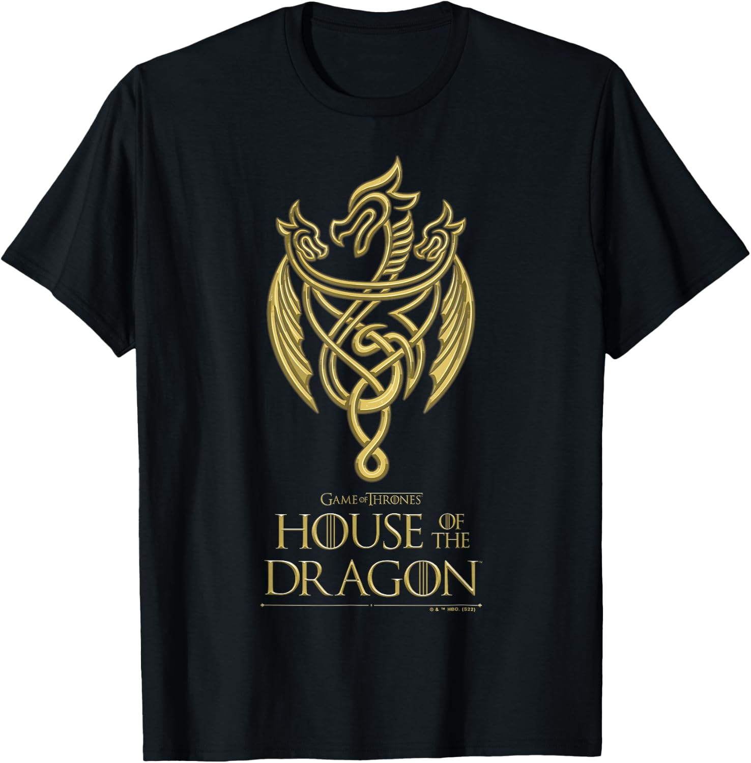 House of the Dragon Gold Dragon Design T-Shirt - T-Shirt | Black