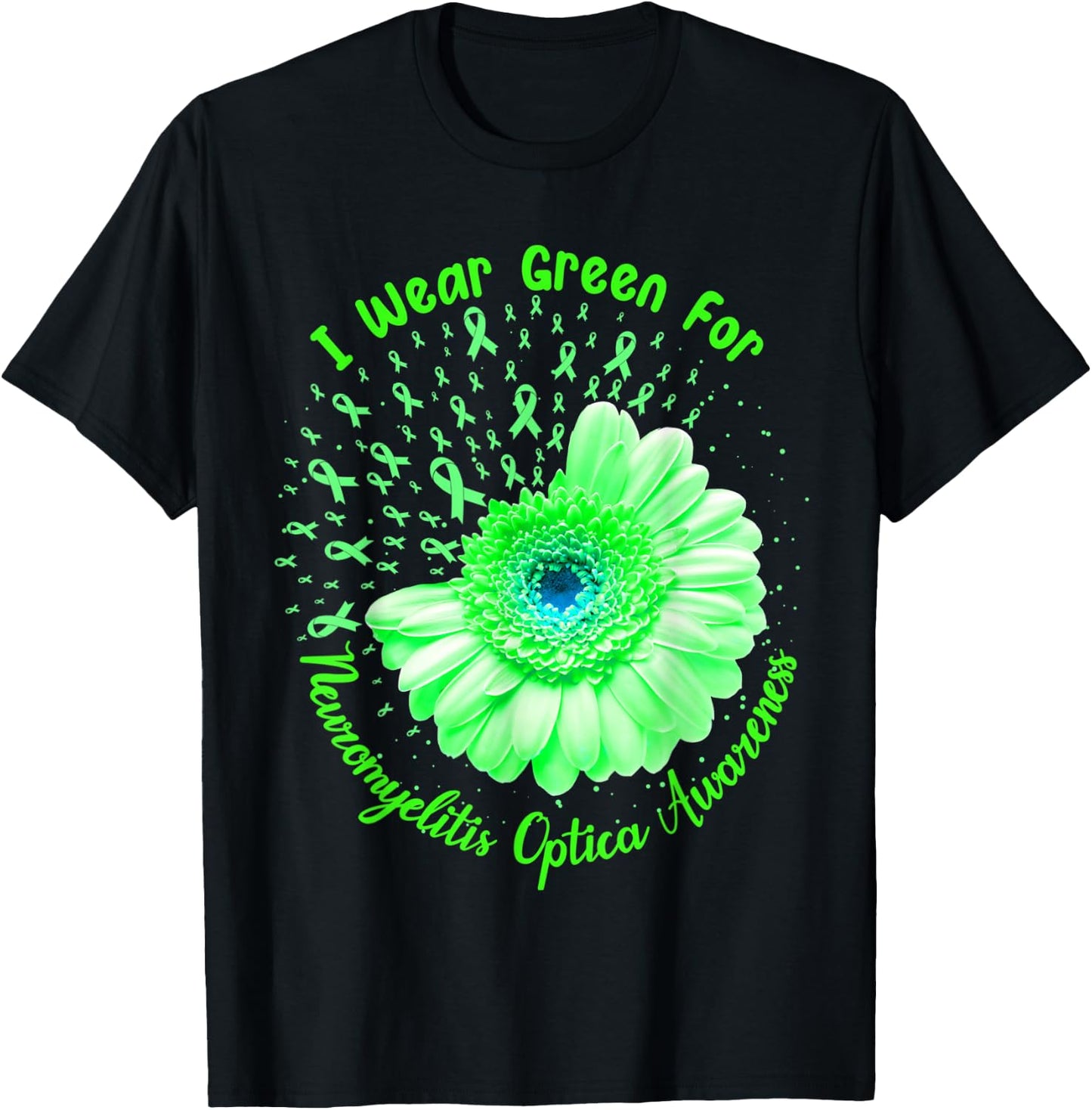 I Wear Green For Neuromyelitis Optica Awareness Survivor T-Shirt - T-Shirt | Black