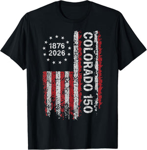 Colorado 150 Years American Flag 4th of July America T-Shirt - T-Shirt | Black