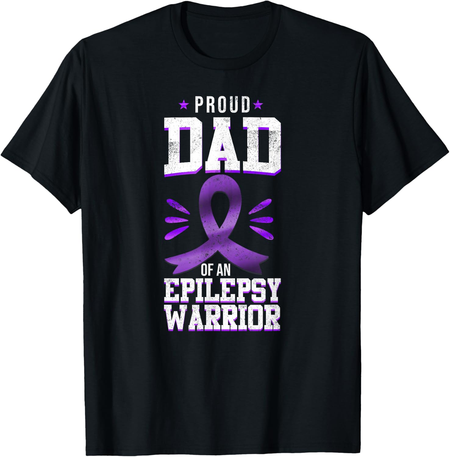 Epilepsy Awareness Ribbon Proud Dad Of An Epilepsy Warrior T-Shirt - T-Shirt | Black