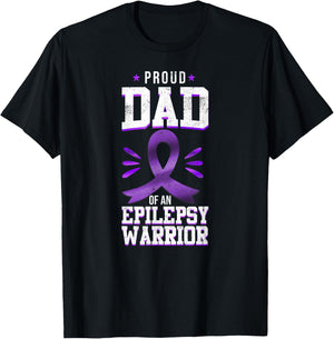 Epilepsy Awareness Ribbon Proud Dad Of An Epilepsy Warrior T-Shirt - T-Shirt | Black