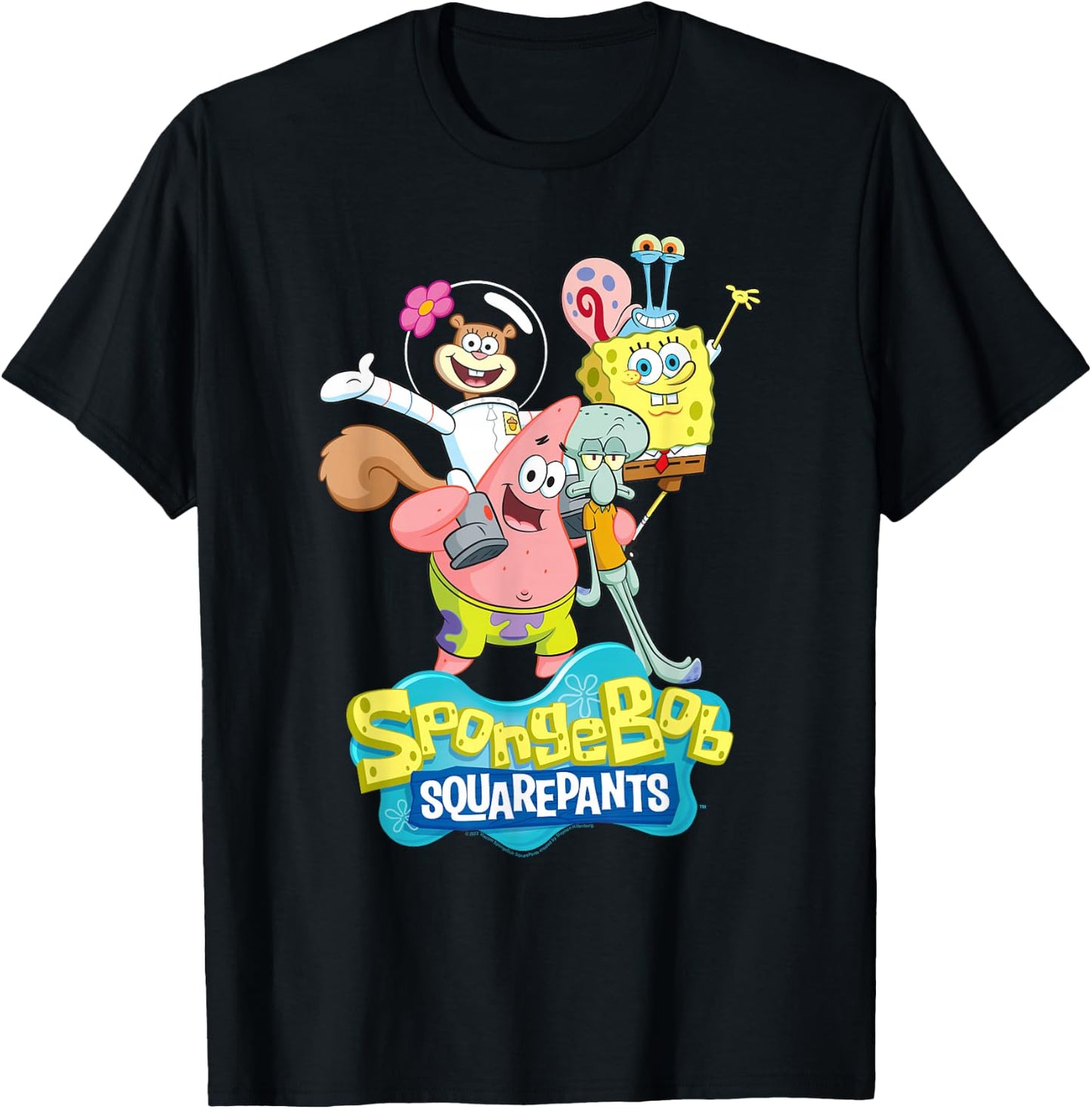 SpongeBob SquarePants Sandy, Patrick, Gary and Squidward T-Shirt - T-Shirt | Black