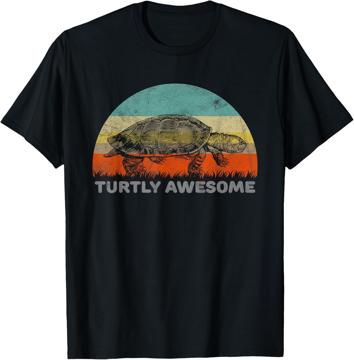 Funny Turtle Pun Turtly (Totally) Awesome T-Shirt - T-Shirt | Black