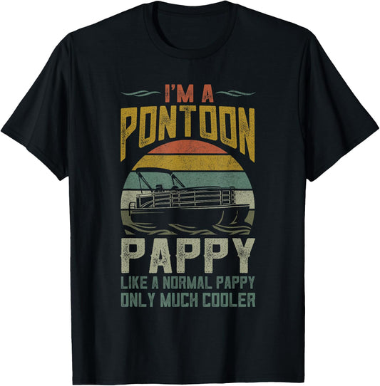 Pontoon Boat Pappy Apparel, Fun Fathers Day Boating Captain T-Shirt - T-Shirt | Black