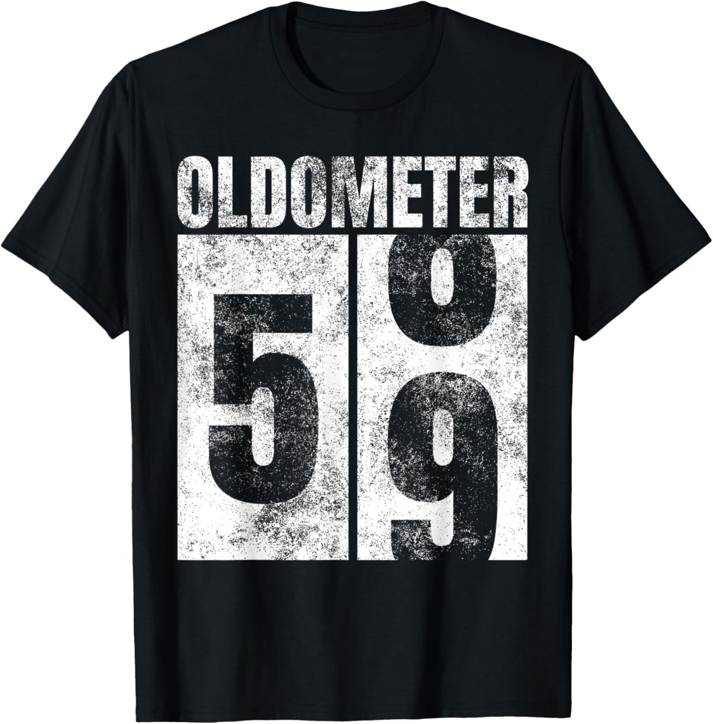 Oldometer 58-59 yrs old Man Woman Bday Graphic 59th Birthday T-Shirt - T-Shirt | Black