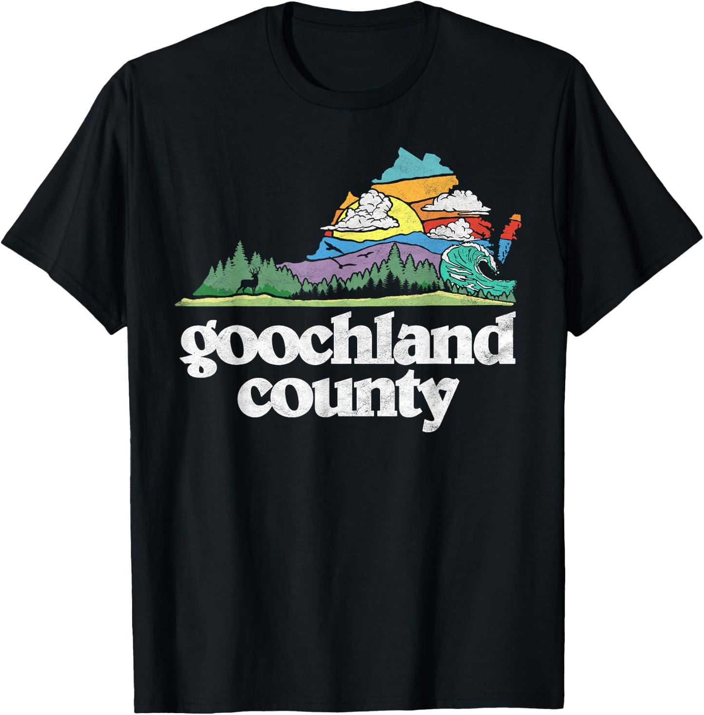 Goochland County Virginia Outdoors & Nature Lover Retro T-Shirt - T-Shirt | Black