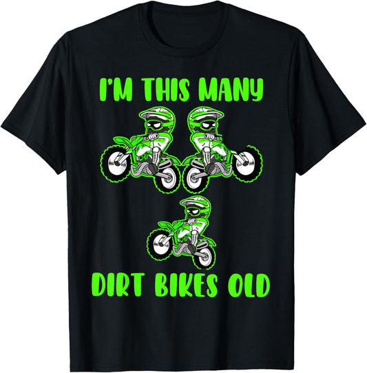 I'm This Many Dirt Bikes 3 Year Old 3rd Birthday Motocross T-Shirt - T-Shirt | Black