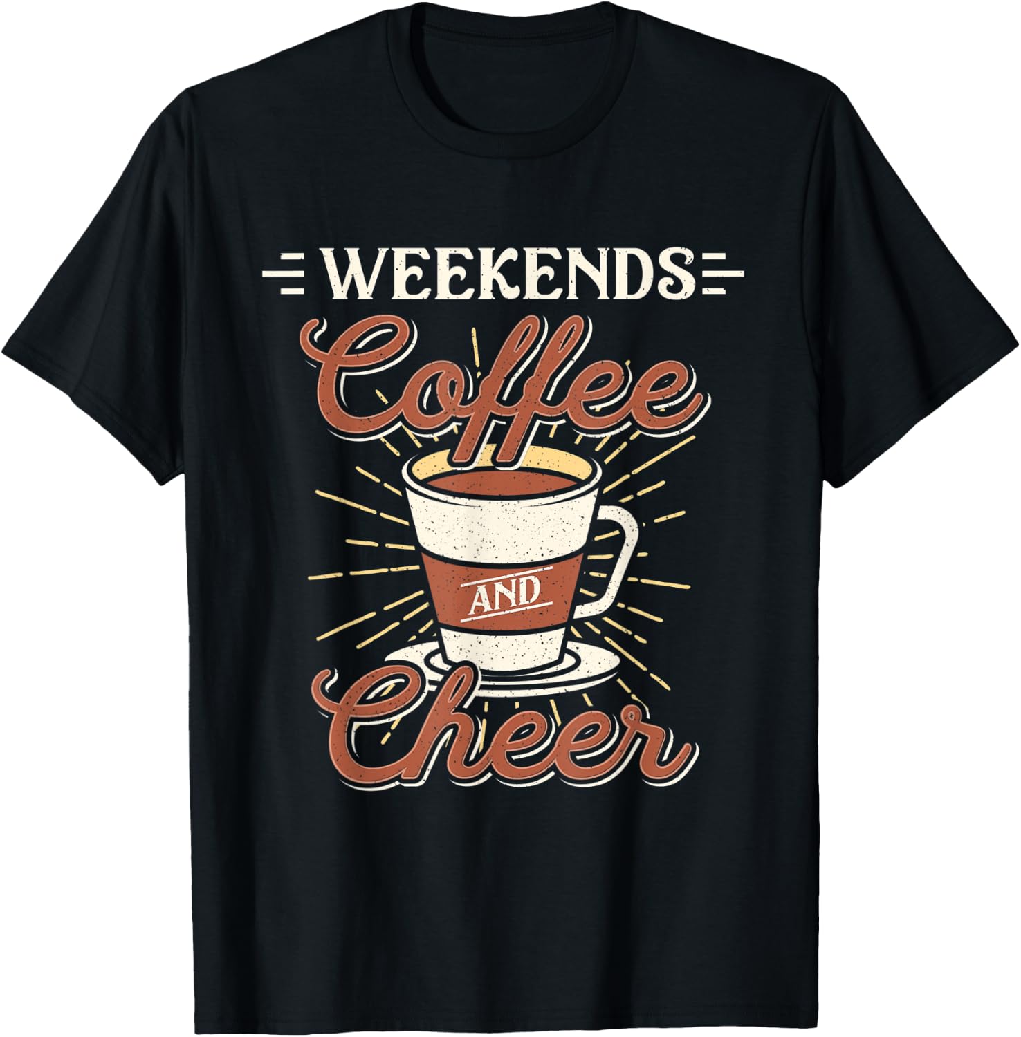 Weekends Coffee And Cheer Mom Cheerleading Parent Gift T-Shirt - T-Shirt | Black