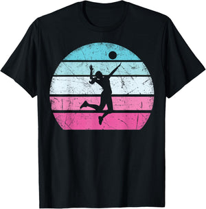 Volleyball Girl Retro Vintage T-Shirt - T-Shirt | Black