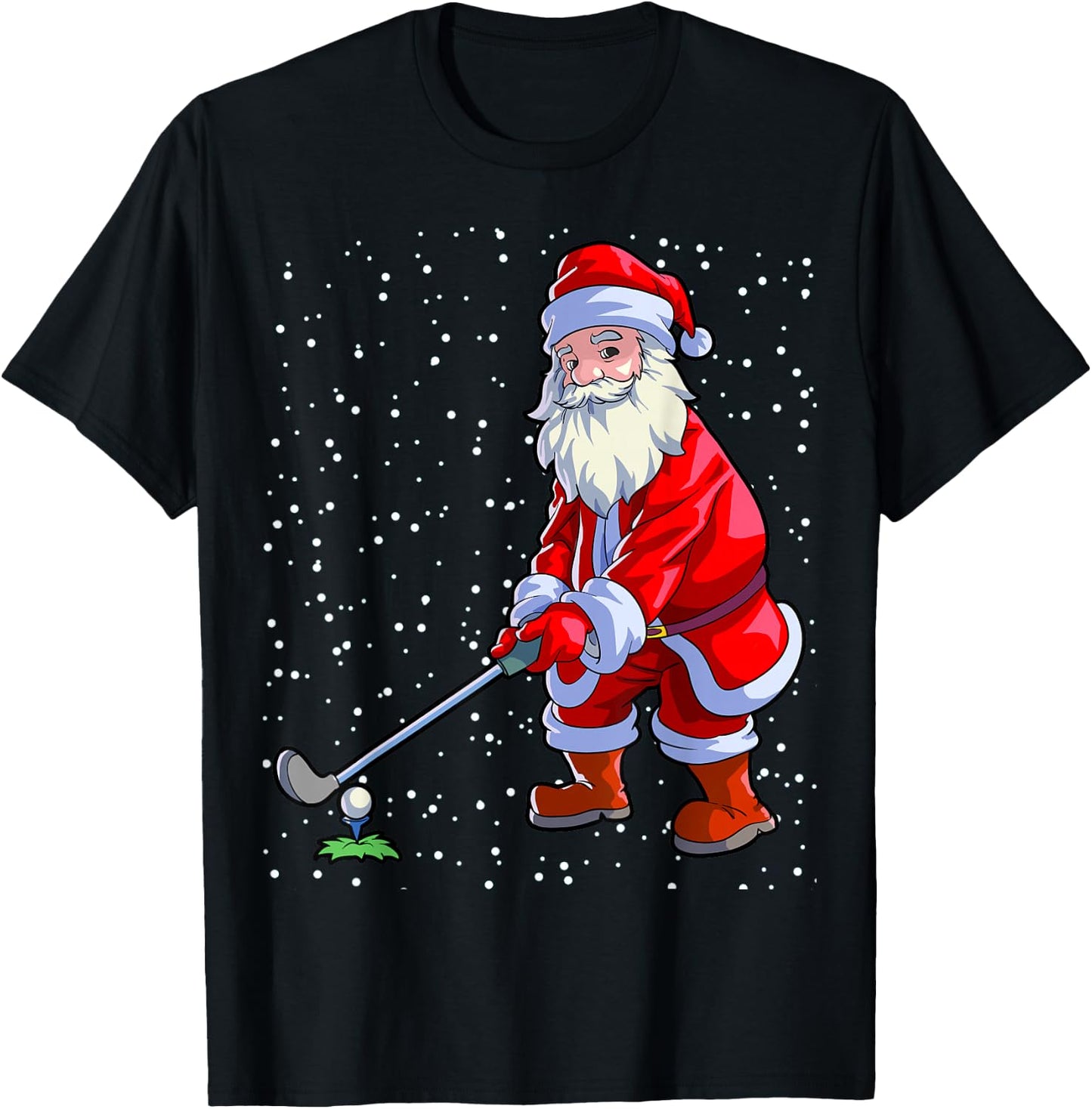 Golf Christmas Shirt Men Golf Club Golf Playing Santa Claus T-Shirt - T-Shirt | Black