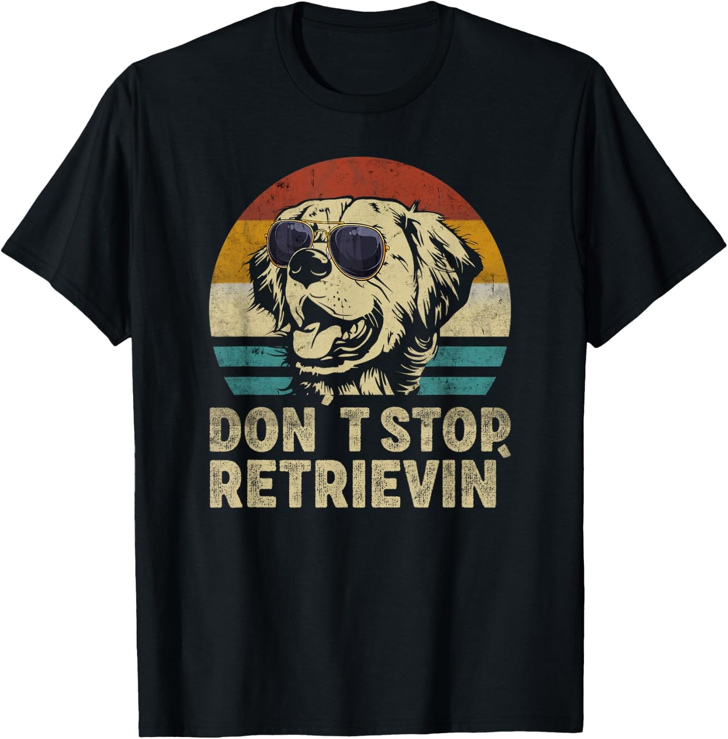 Don´t stop Retrieving Golden Retriever Dog retro vintage Men Women Girls Kids T-Shirt - T-Shirt | Black