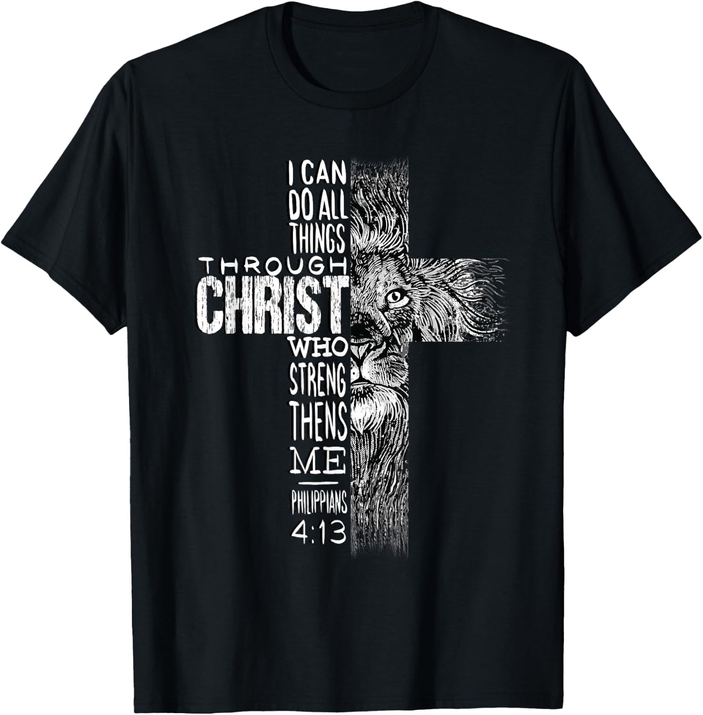 Christian Jesus Lion of Tribe Judah Cross Lion of Judah T-Shirt - T-Shirt | Black