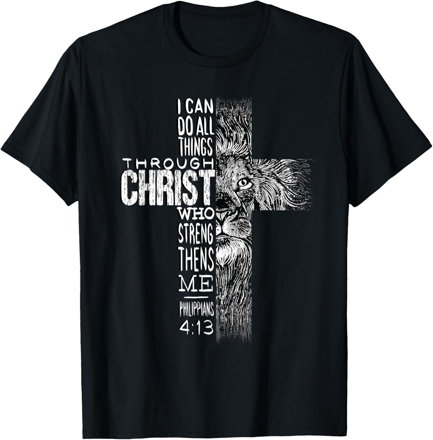 Christian Jesus Lion of Tribe Judah Cross Lion of Judah T-Shirt - T-Shirt | Black
