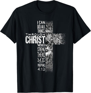 Christian Jesus Lion of Tribe Judah Cross Lion of Judah T-Shirt - T-Shirt | Black