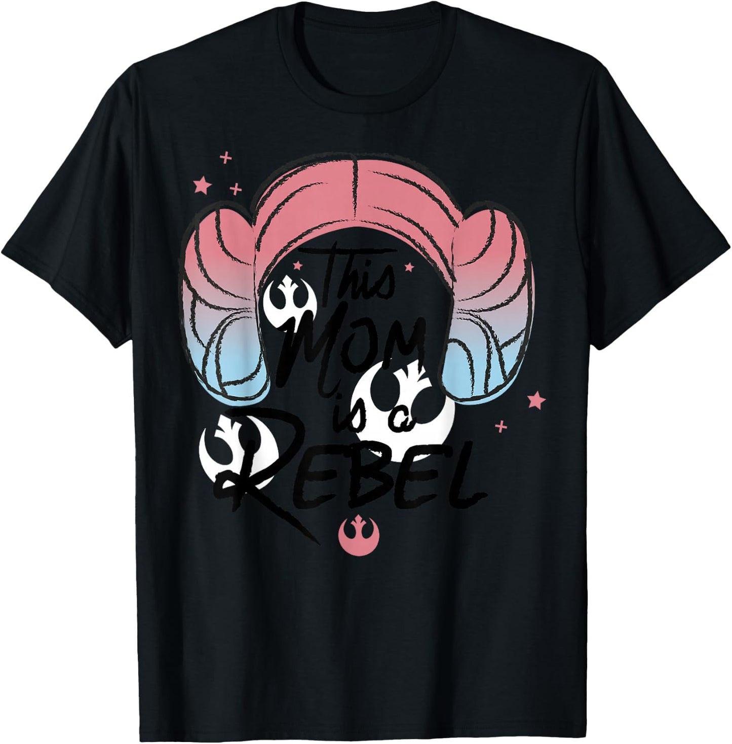 Star Wars This Mom Is A Rebel Princess Leia Hair T-Shirt - T-Shirt | Black