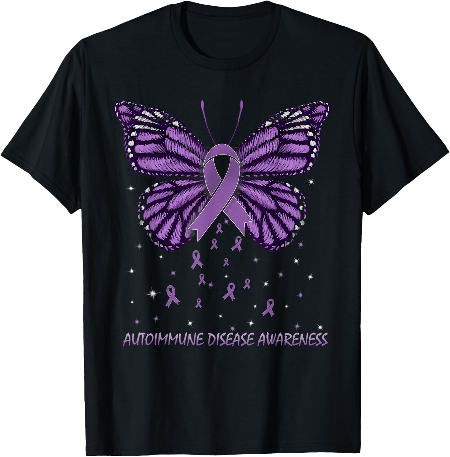 Autoimmune Disease Awareness Butterfly T-Shirt - T-Shirt | Black