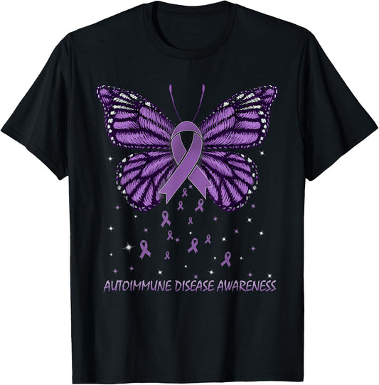 Autoimmune Disease Awareness Butterfly T-Shirt - T-Shirt | Black