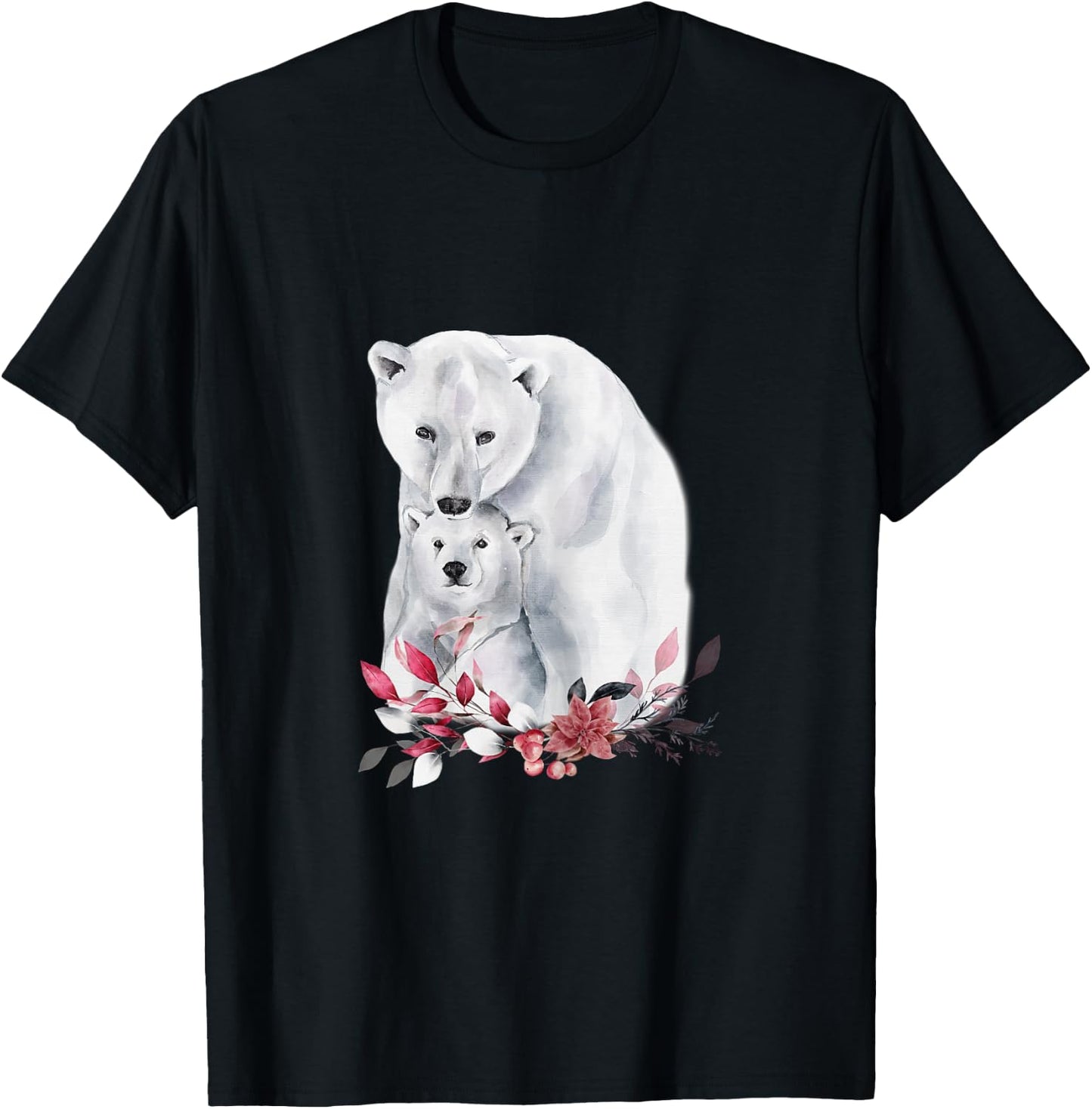 Mama Polar Bear and Baby Cub for Girls and Women T-Shirt - T-Shirt | Black