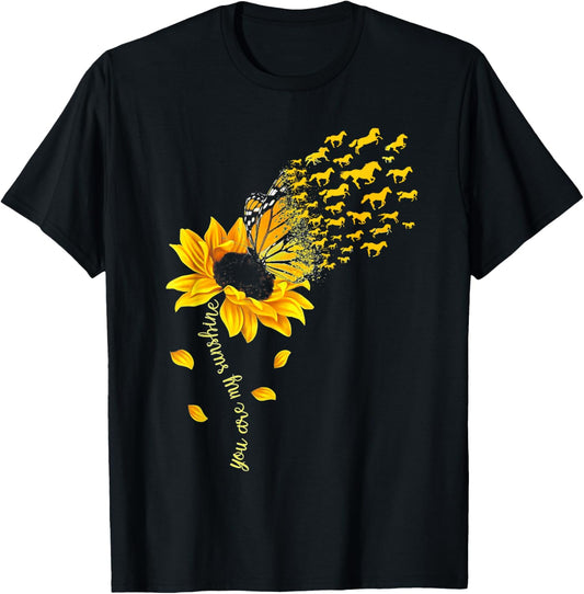 You are My Sunshine Horse Sunflower Funny Horses Lover T-Shirt - T-Shirt | Black