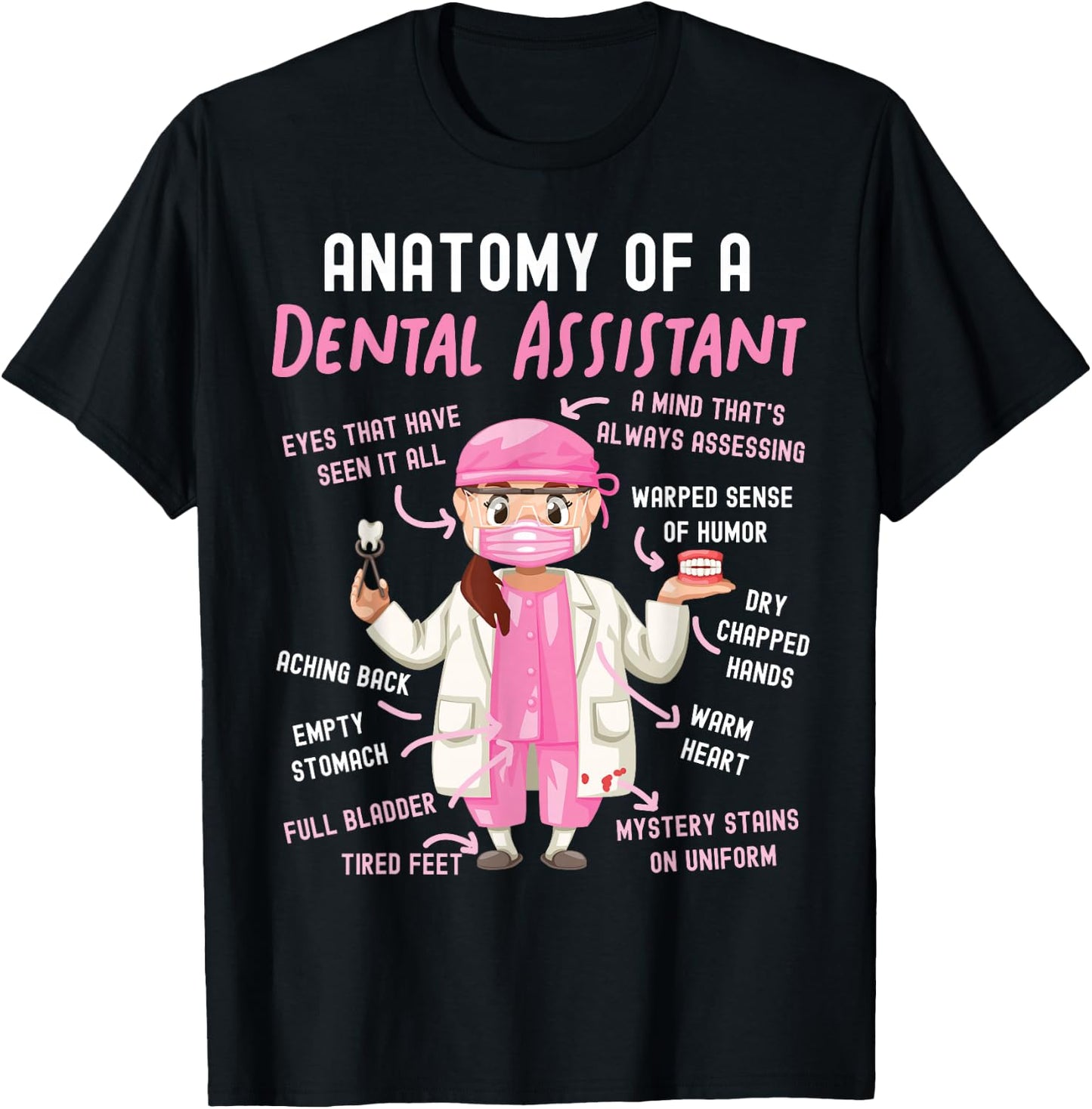 Dental Assistant Anatomy T-Shirt - T-Shirt | Black
