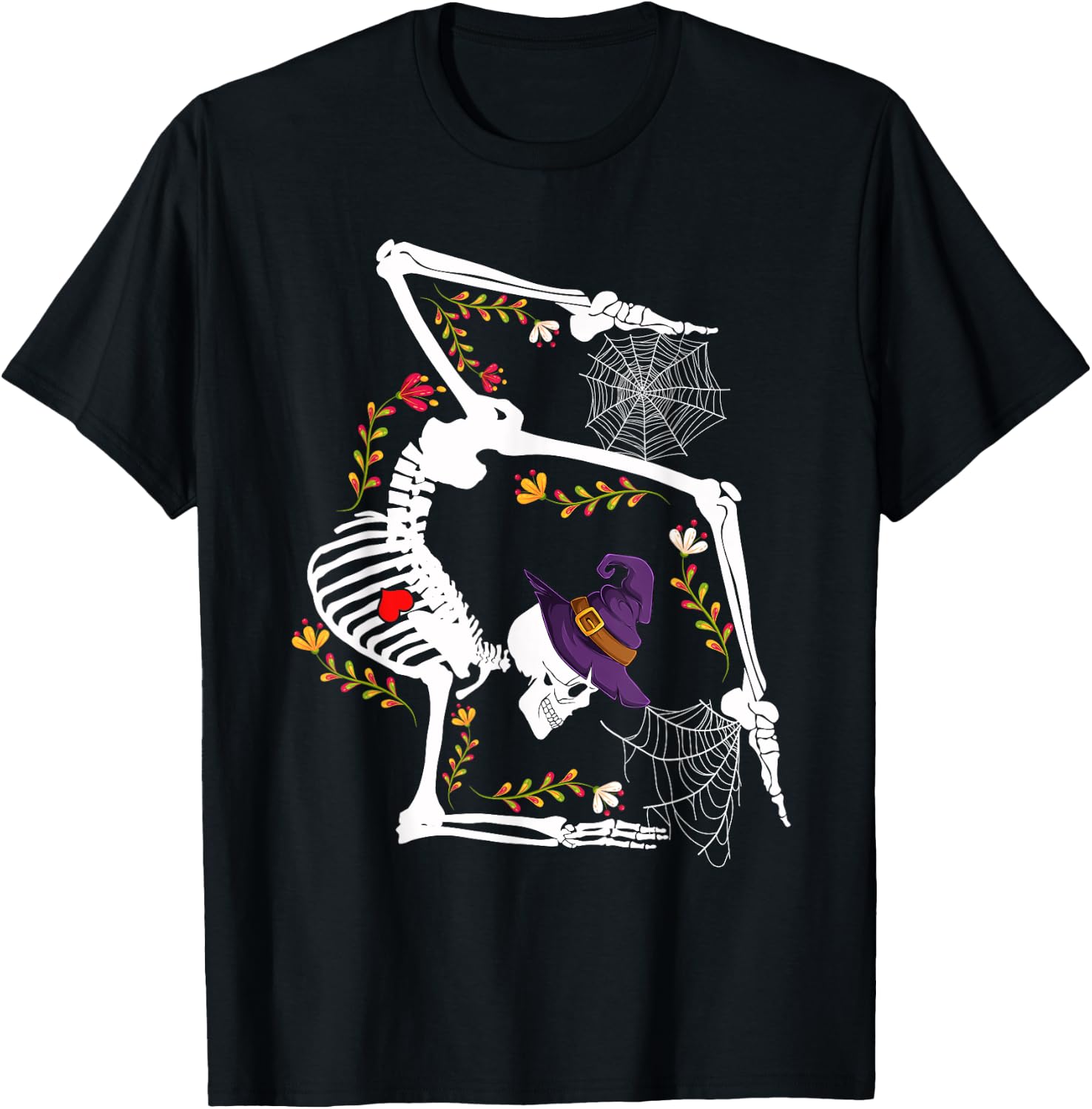 Skeleton Gymnast Lazy Halloween Costume Funny Gymnastics T-Shirt - T-Shirt | Black