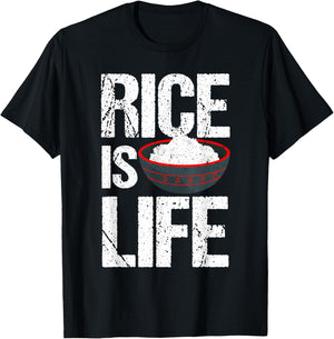 Cool Rice Is Life Art Men Women Asian Filipino Japanese Food T-Shirt - T-Shirt | Black