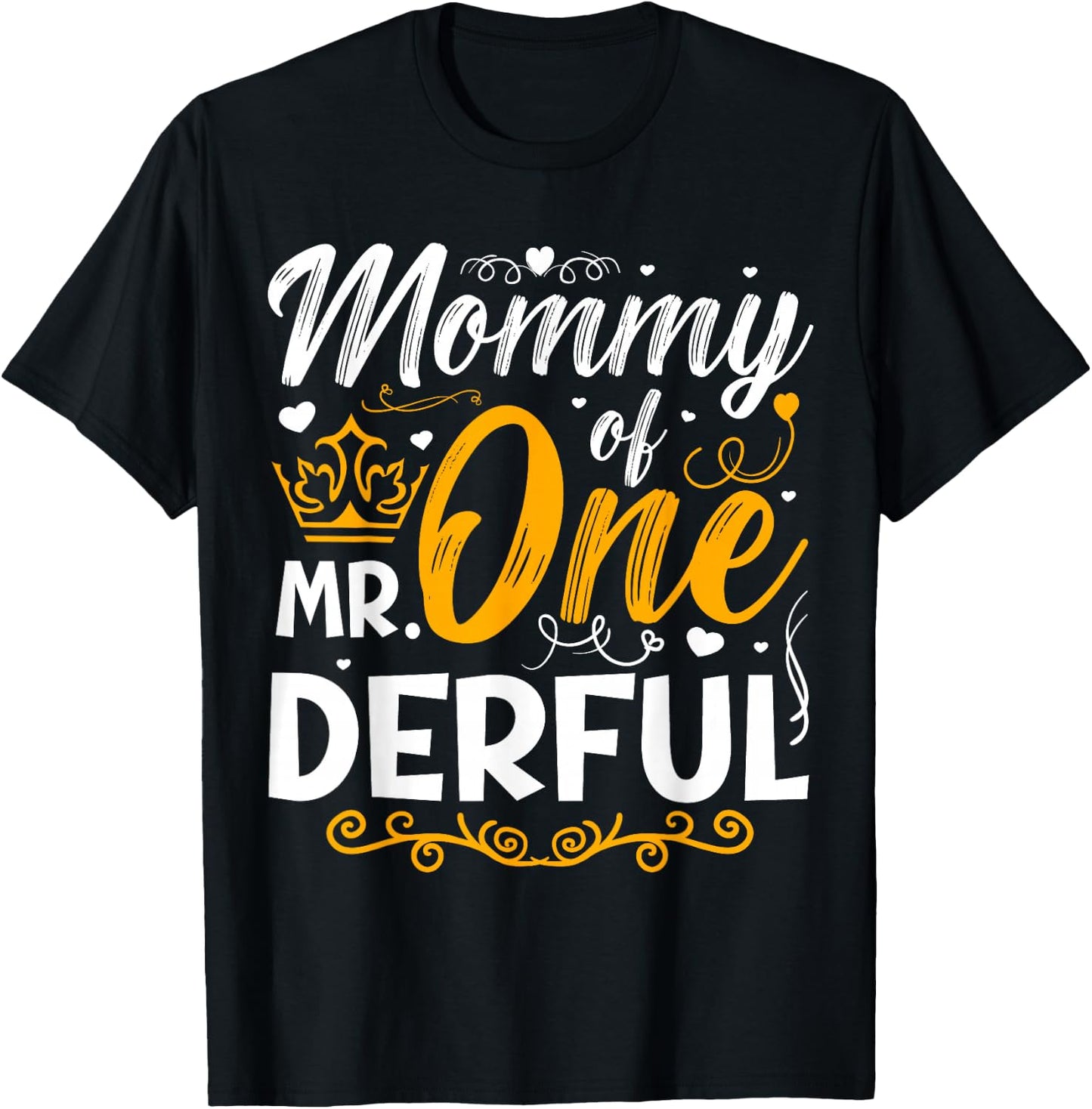 Mommy of Mr One Derful Party Matching Family 1st Birthday T-Shirt - T-Shirt | Black