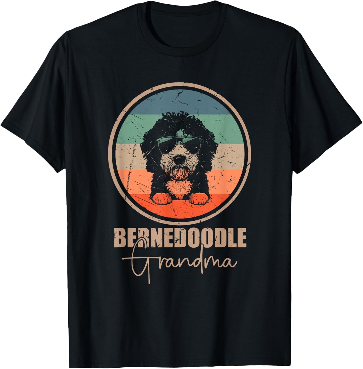 Vintage Bernedoodle Grandma Dog Owner Women Mothers Day Mom T-Shirt - T-Shirt | Black