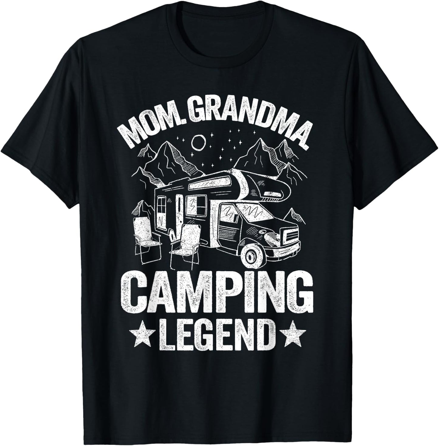 Mom Grandma Camping Legend RV Camper Outdoor Women Camping T-Shirt - T-Shirt | Black