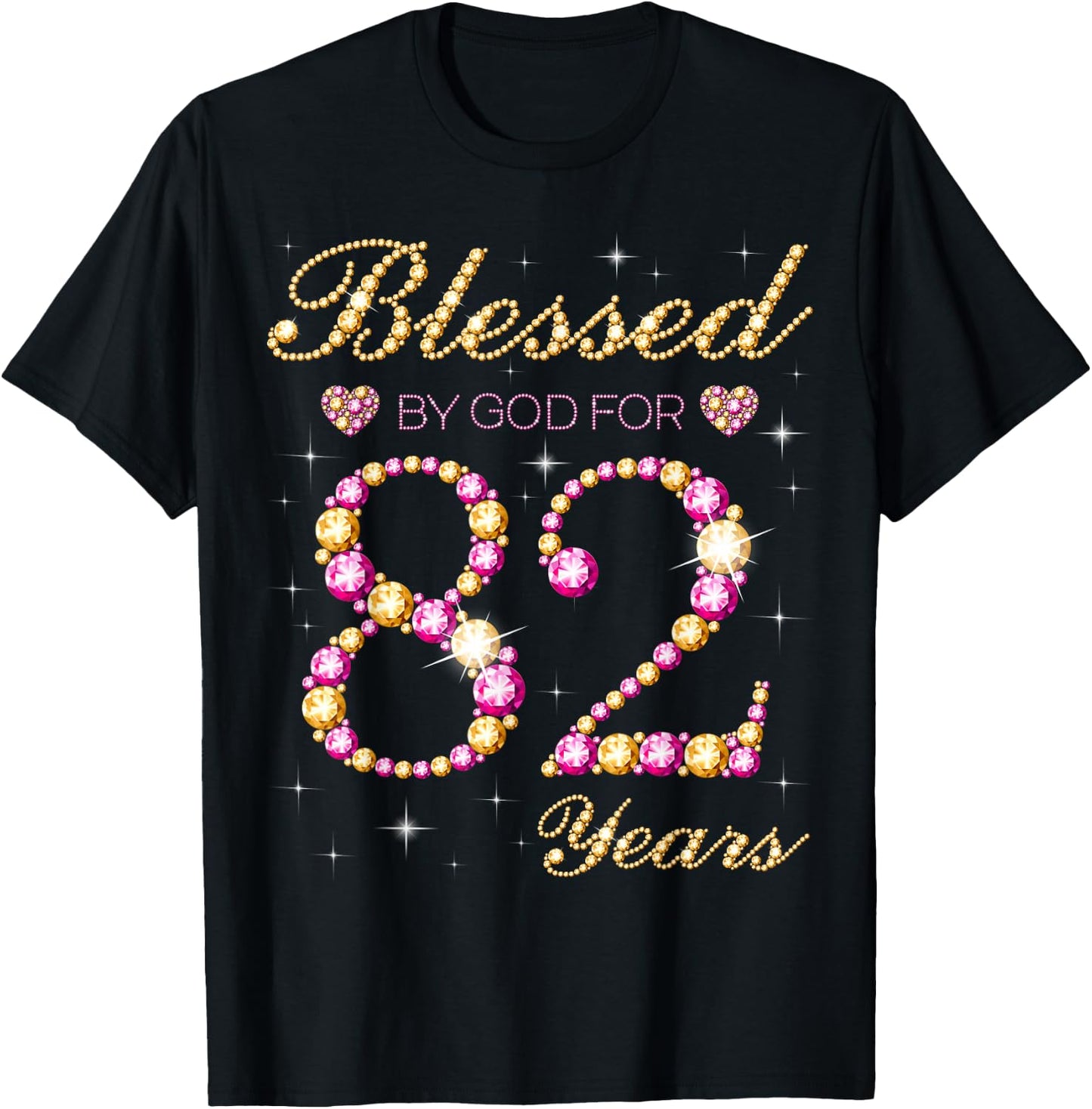 Blessed By God For 82 Years Old Birthday Party T-Shirt - T-Shirt | Black