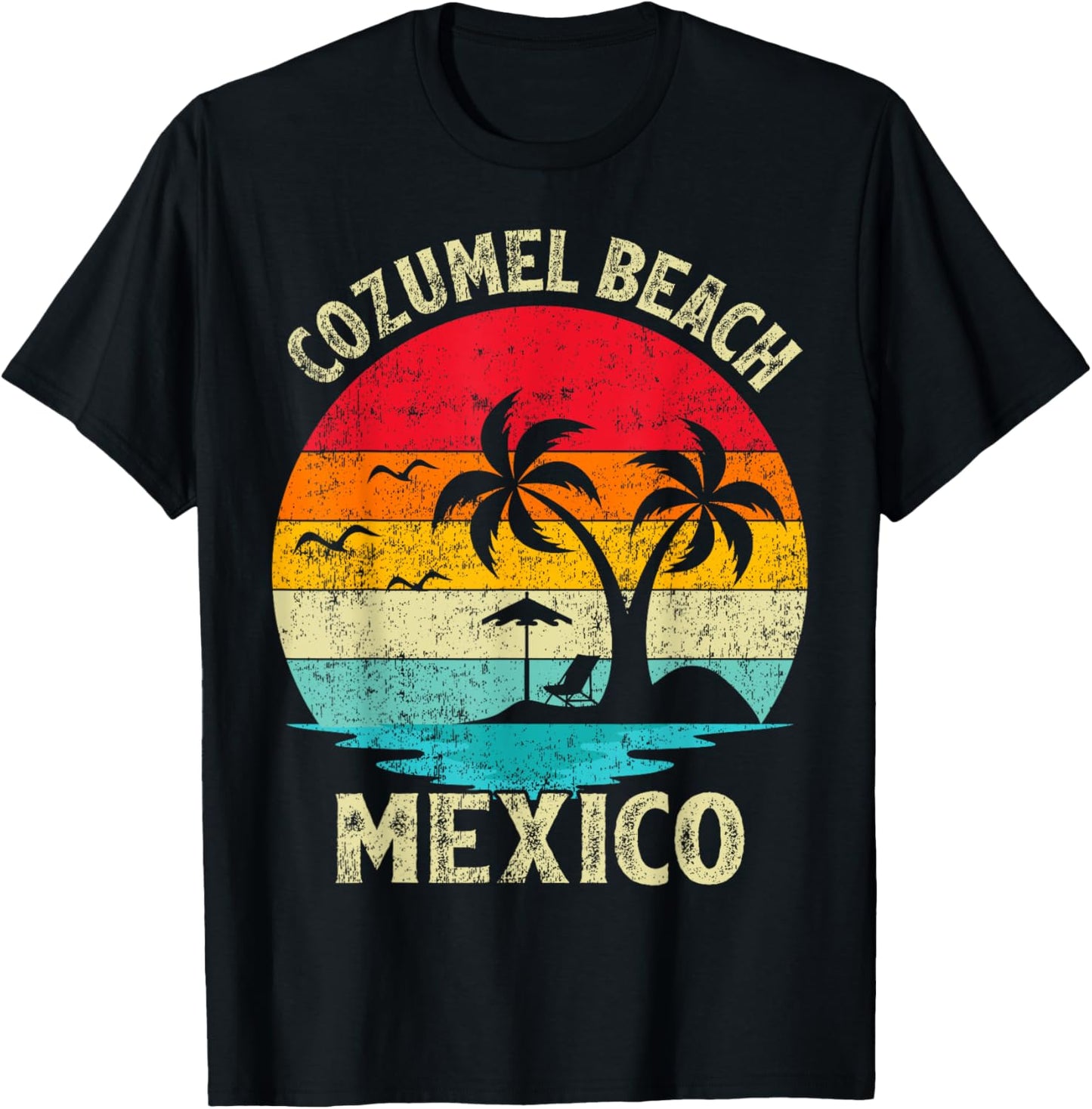 Family Vacation Vintage Retro Mexico Cozumel Beach T-Shirt - T-Shirt | Black