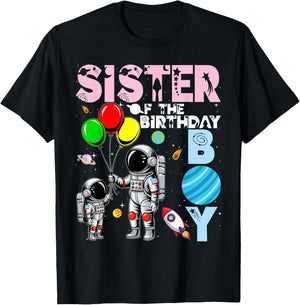 Sister Of The Birthday Boy Astronaut Family Space Planets T-Shirt - T-Shirt | Black