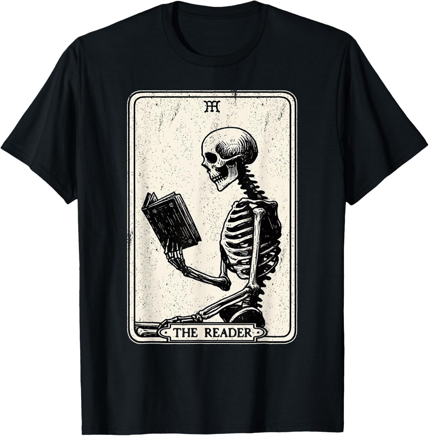 The Reader Tarot Card Funny Book Lover Skeleton Reading Book T-Shirt - T-Shirt | Black