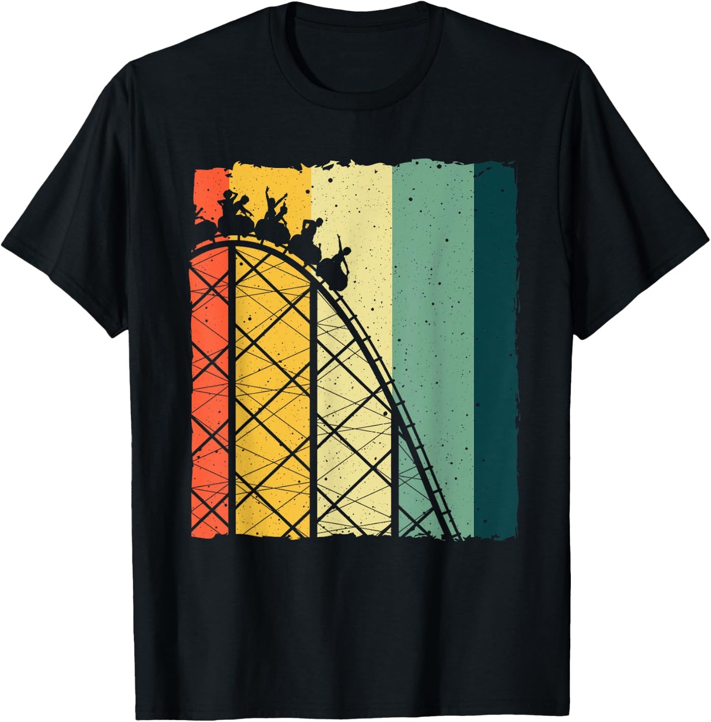 Vintage Roller Coaster Design Theme Park Lover Men Women T-Shirt - T-Shirt | Black