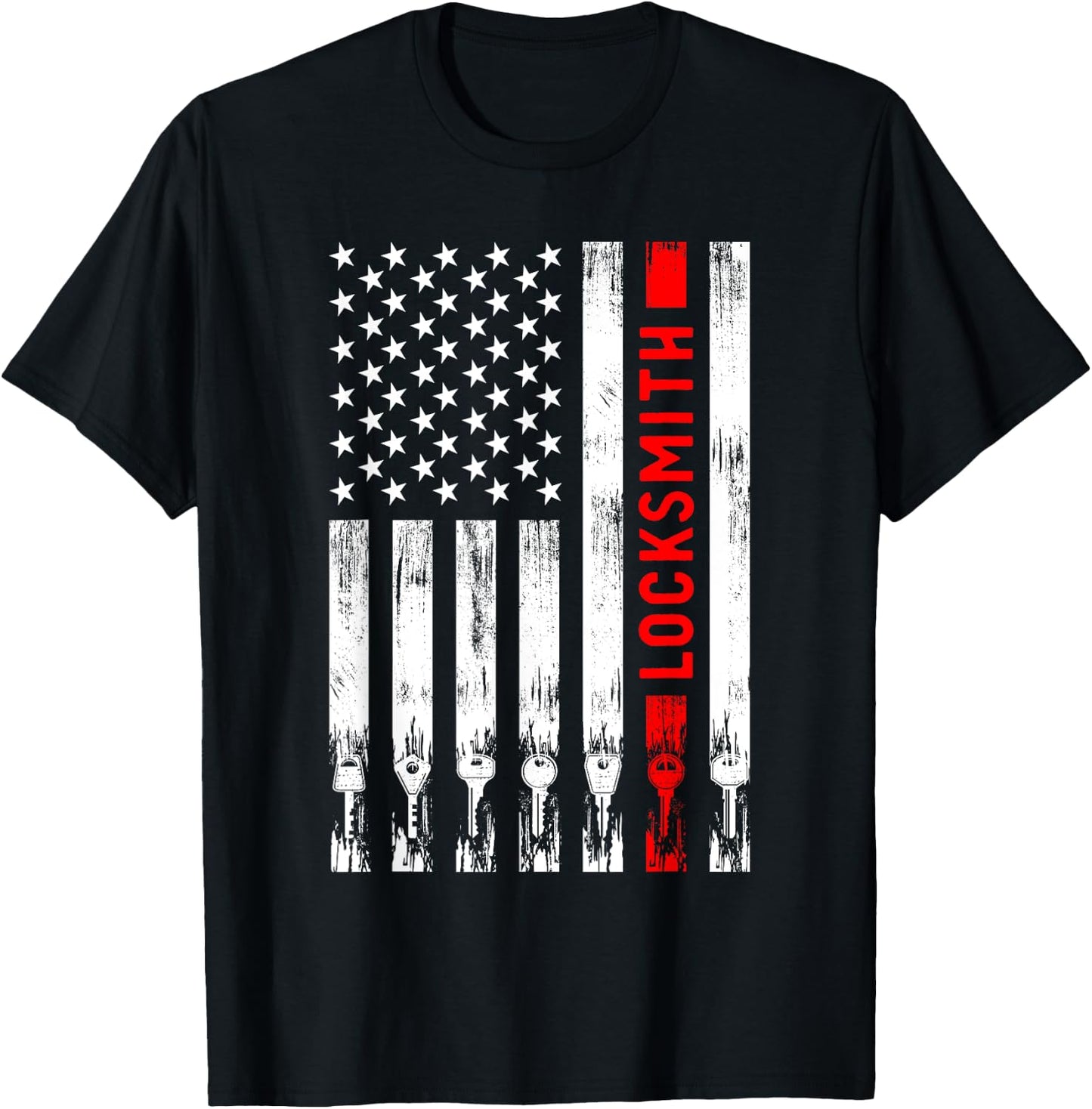 Cool Locksmith Art Women American Flag Lock Picker T-Shirt - T-Shirt | Black