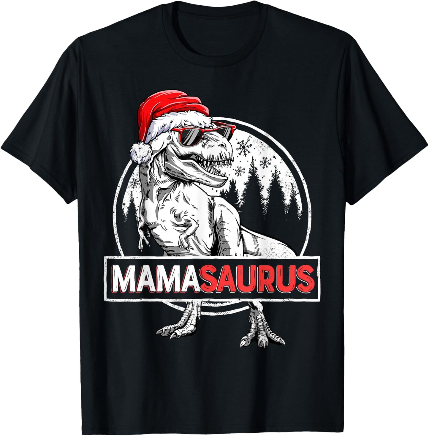 Mamasaurus T shirt Dinosaur Christmas Pajamas T rex Family T-Shirt - T-Shirt | Black