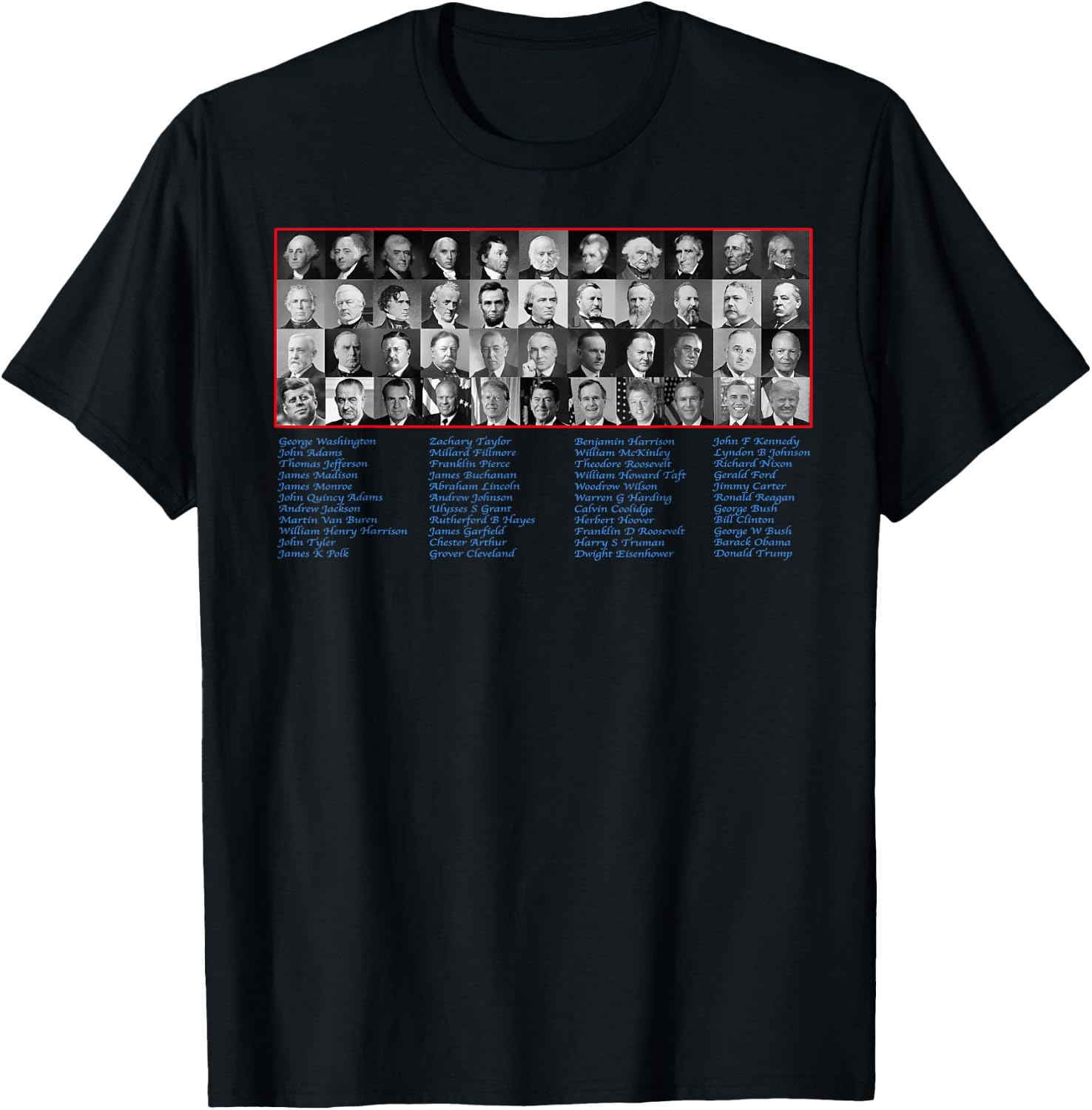 United States Of America Presidents from Washington to Trump T-Shirt - T-Shirt | Black