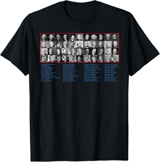 United States Of America Presidents from Washington to Trump T-Shirt - T-Shirt | Black