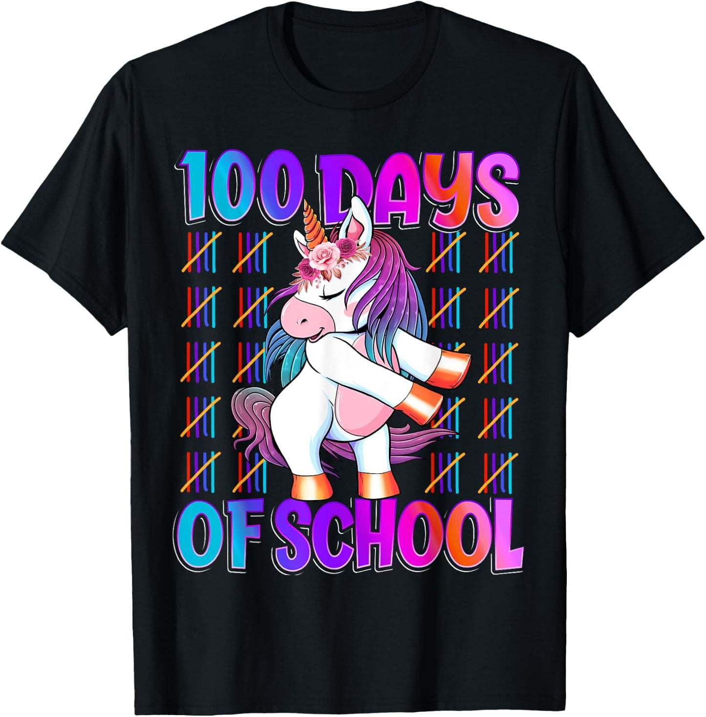 100 Magical Day of School And Still Awesome 100 Days Smarter Unicorn Kids School Shirt Black Kids Small T-Shirt - T-Shirt | Black